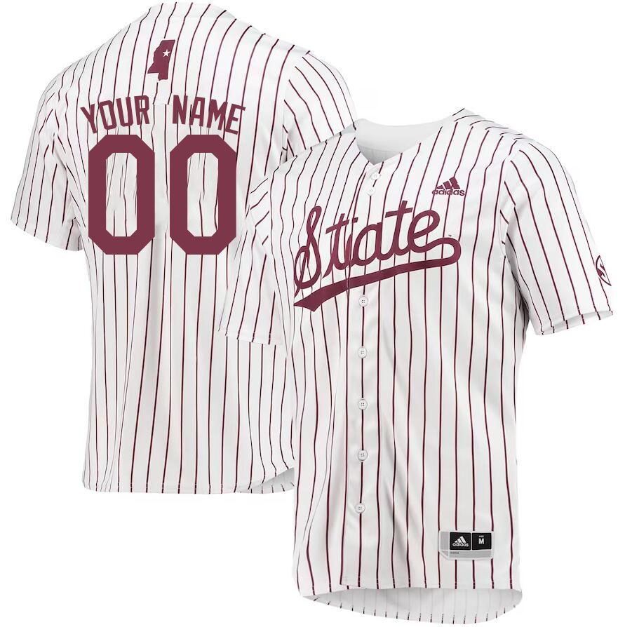 Custom Mississippi State Bulldogs College Name And Number Baseball Jerseys Stitched-Pinstripe